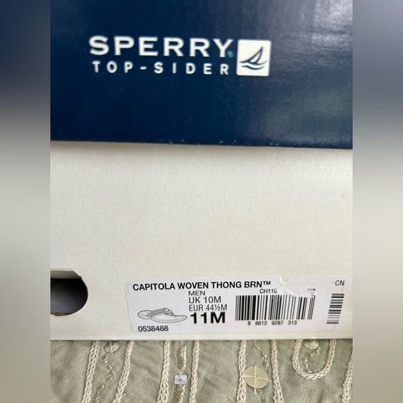 NWOT, size 11, Mens’ Sperry Topsiders - Capitola Woven Thong in Brown - Picture 4 of 6